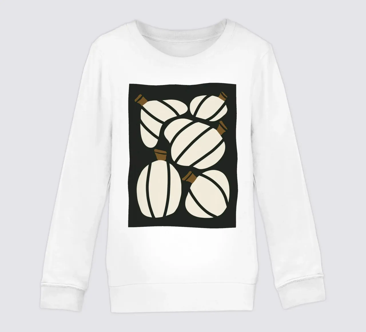 Arte bauhaus di metà secolo in bianco e nero, zucca retrò d'autunno felpa bambino da This Wild Soul - Illustration