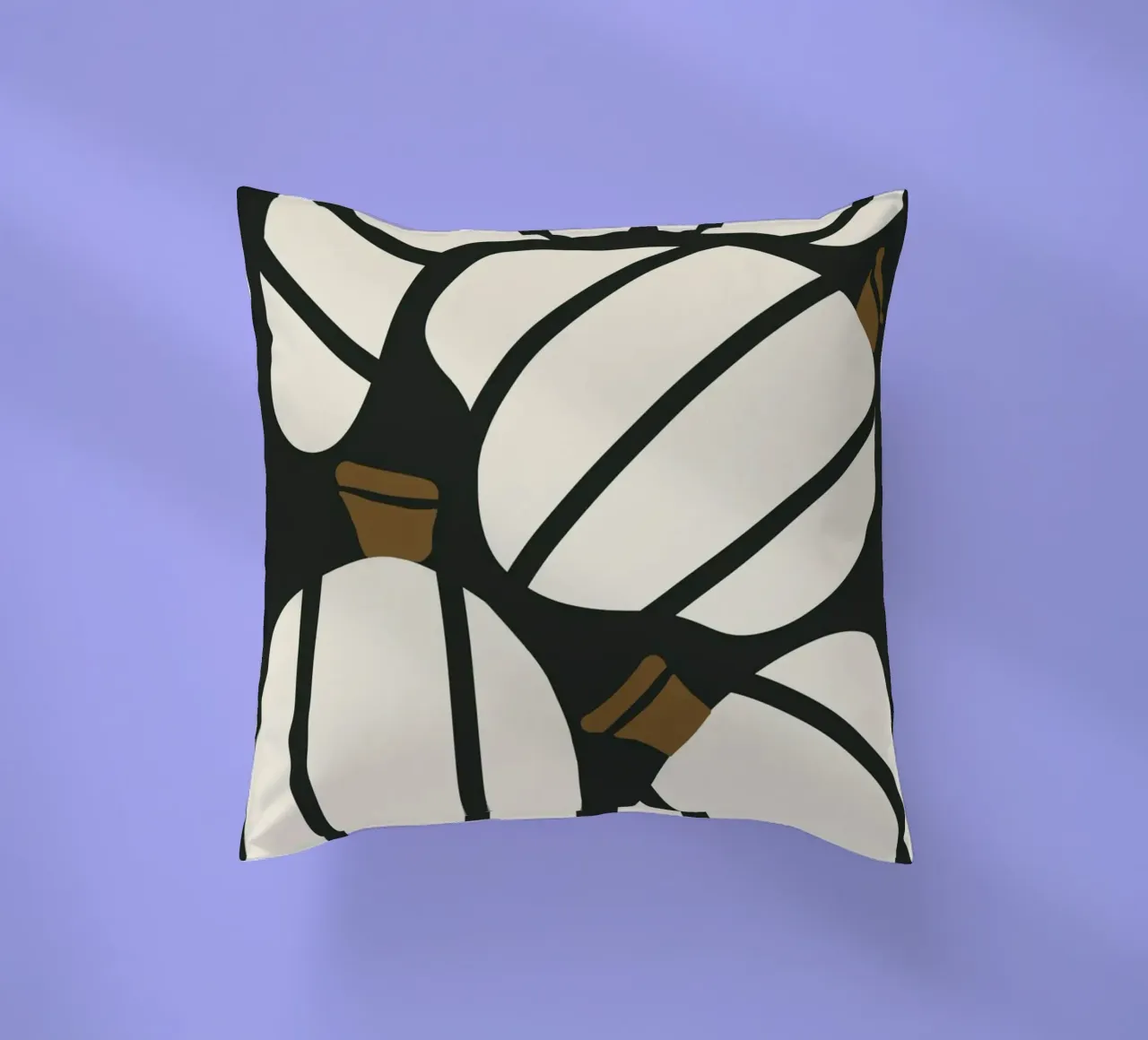 Arte bauhaus di metà secolo in bianco e nero, zucca retrò d'autunno cuscino da This Wild Soul - Illustration