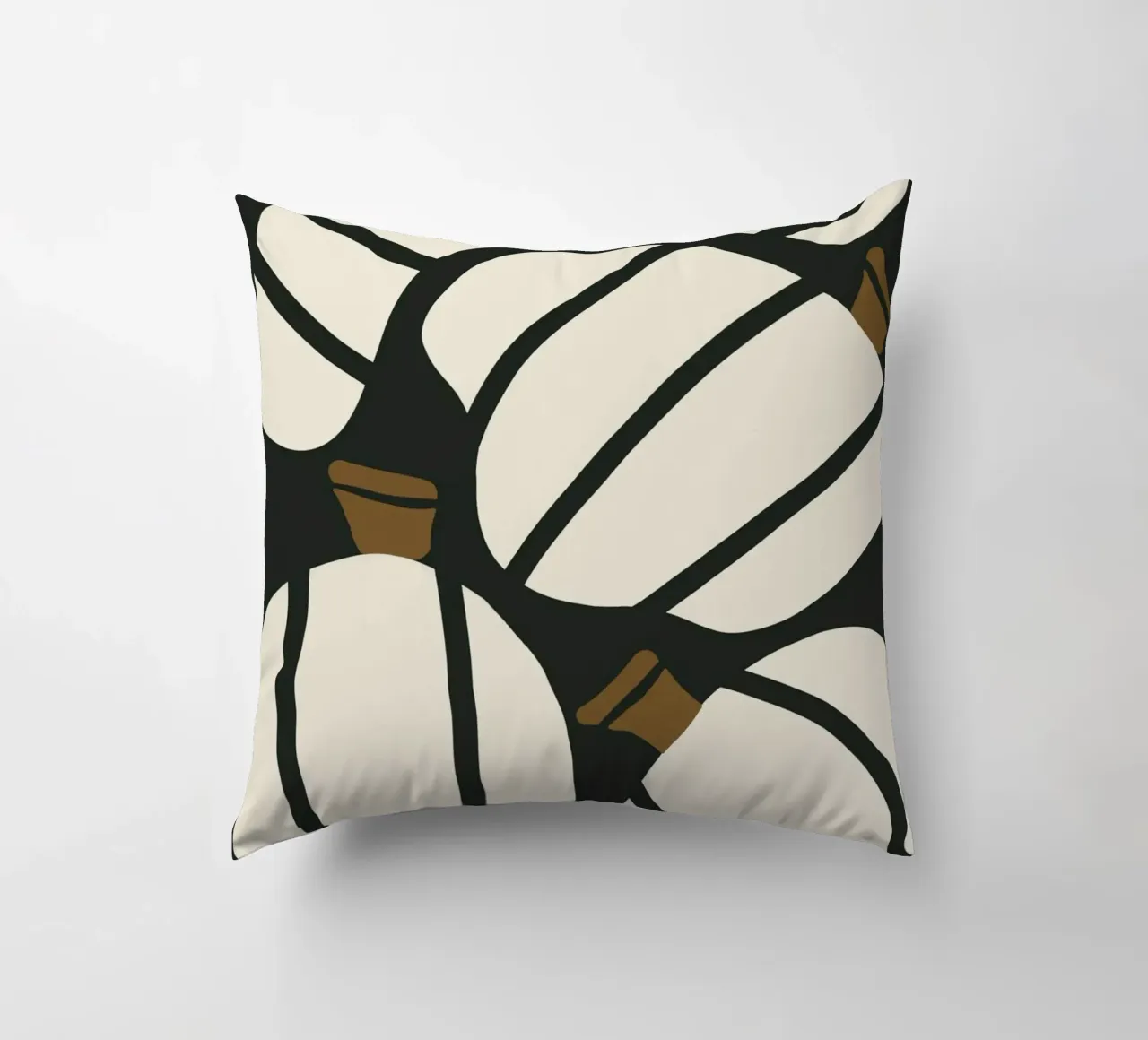 Arte bauhaus di metà secolo in bianco e nero, zucca retrò d'autunno cuscino da This Wild Soul - Illustration