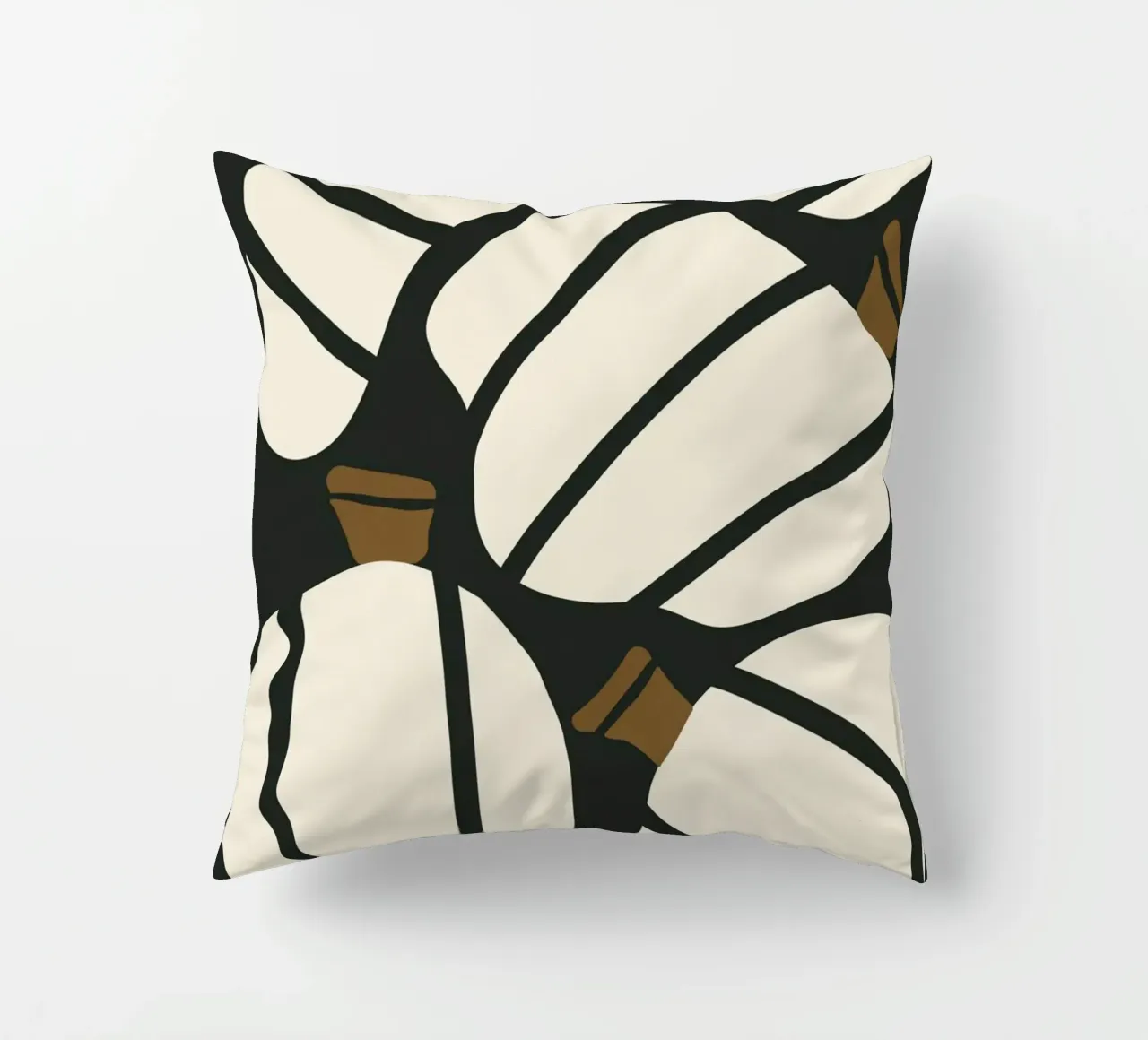 Arte bauhaus di metà secolo in bianco e nero, zucca retrò d'autunno cuscino da This Wild Soul - Illustration