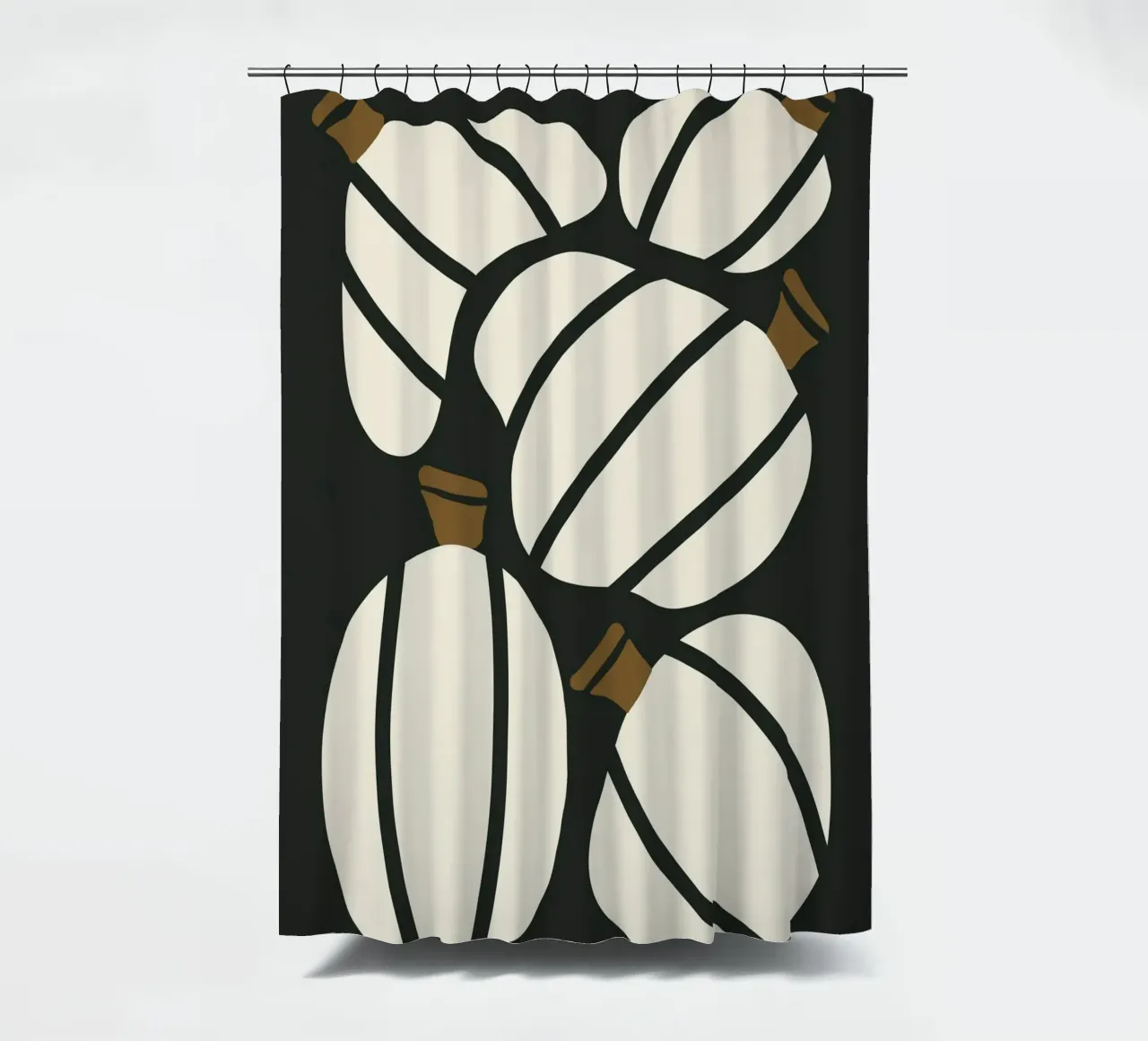 Arte bauhaus di metà secolo in bianco e nero, zucca retrò d'autunno tenda da doccia da This Wild Soul - Illustration