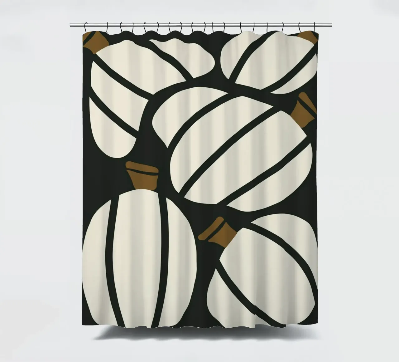 Arte bauhaus di metà secolo in bianco e nero, zucca retrò d'autunno tenda da doccia da This Wild Soul - Illustration