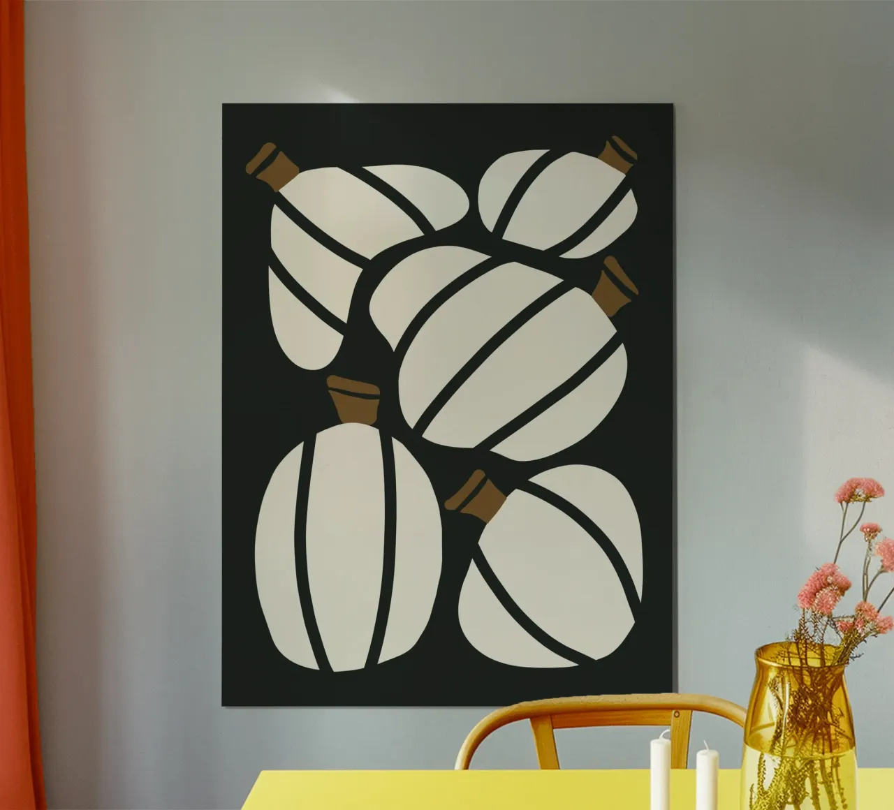 Arte bauhaus di metà secolo in bianco e nero, zucca retrò d'autunno carta hahnemühle da This Wild Soul - Illustration