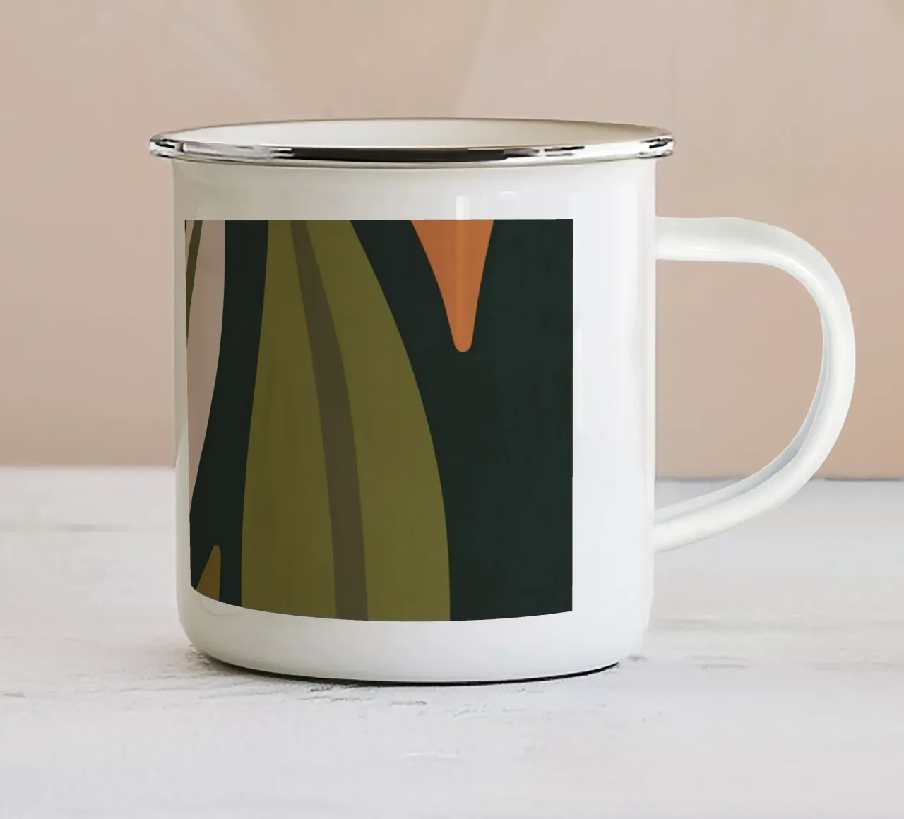 Arte delle foglie autunnali di metà secolo retro bauhaus boho tazza in smalto da This Wild Soul - Illustration