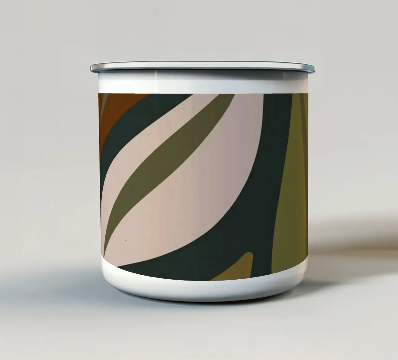 Arte delle foglie autunnali di metà secolo retro bauhaus boho tazza in smalto da This Wild Soul - Illustration