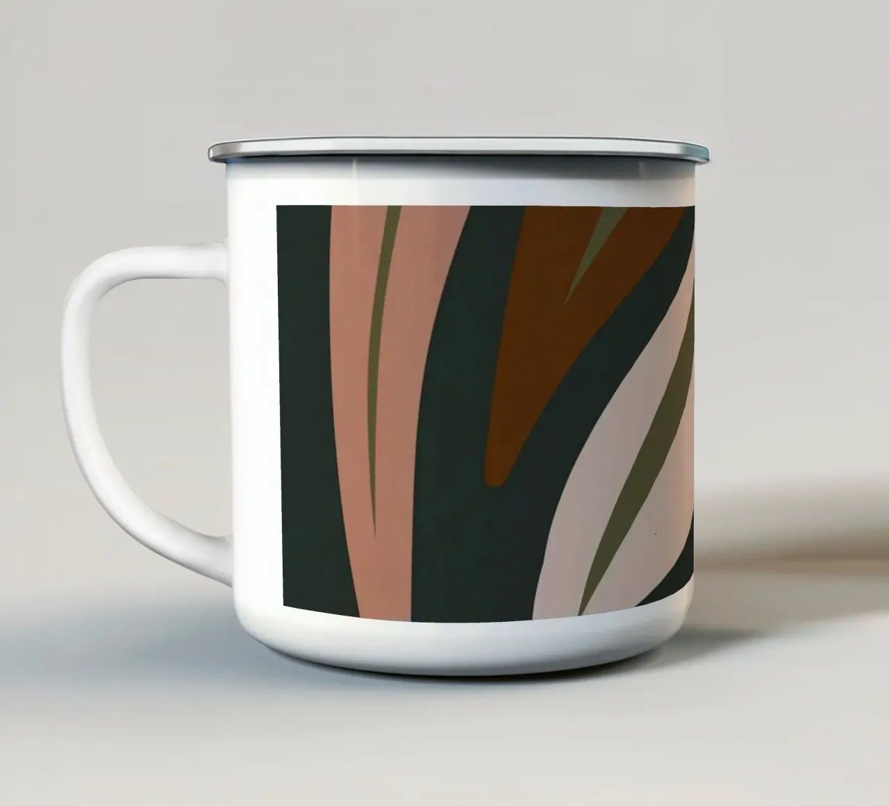 Arte delle foglie autunnali di metà secolo retro bauhaus boho tazza in smalto da This Wild Soul - Illustration
