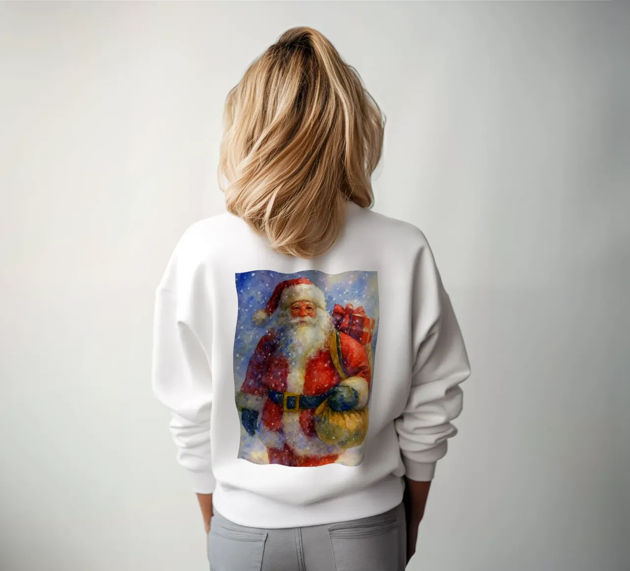Babbo Natale porta un regalo dipinto a Natale felpa da aztera