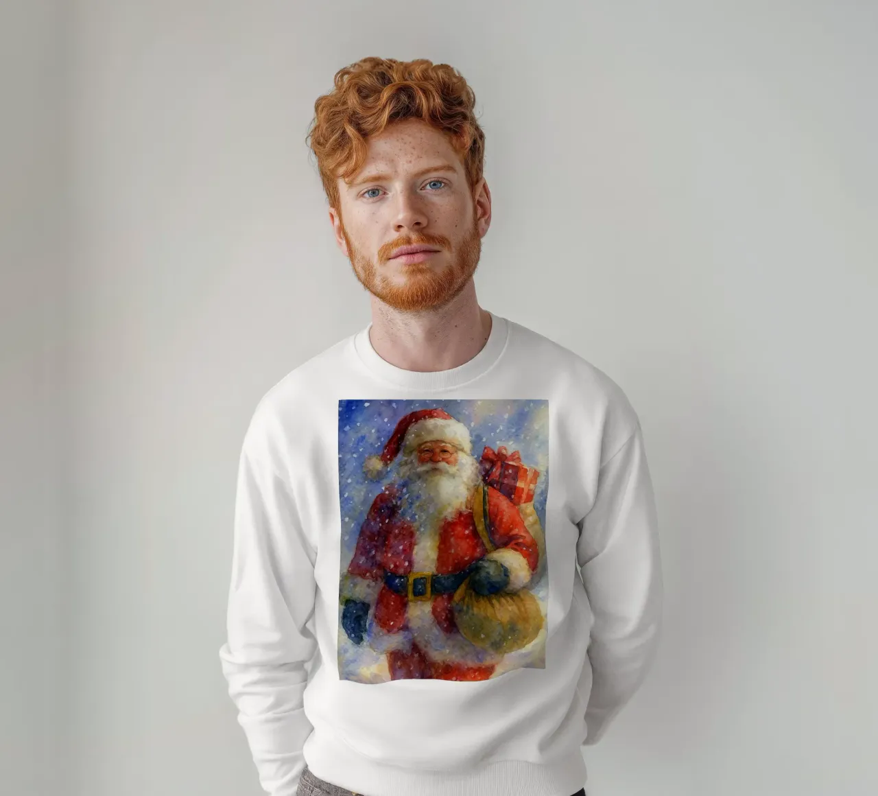 Babbo Natale porta un regalo dipinto a Natale felpa da aztera