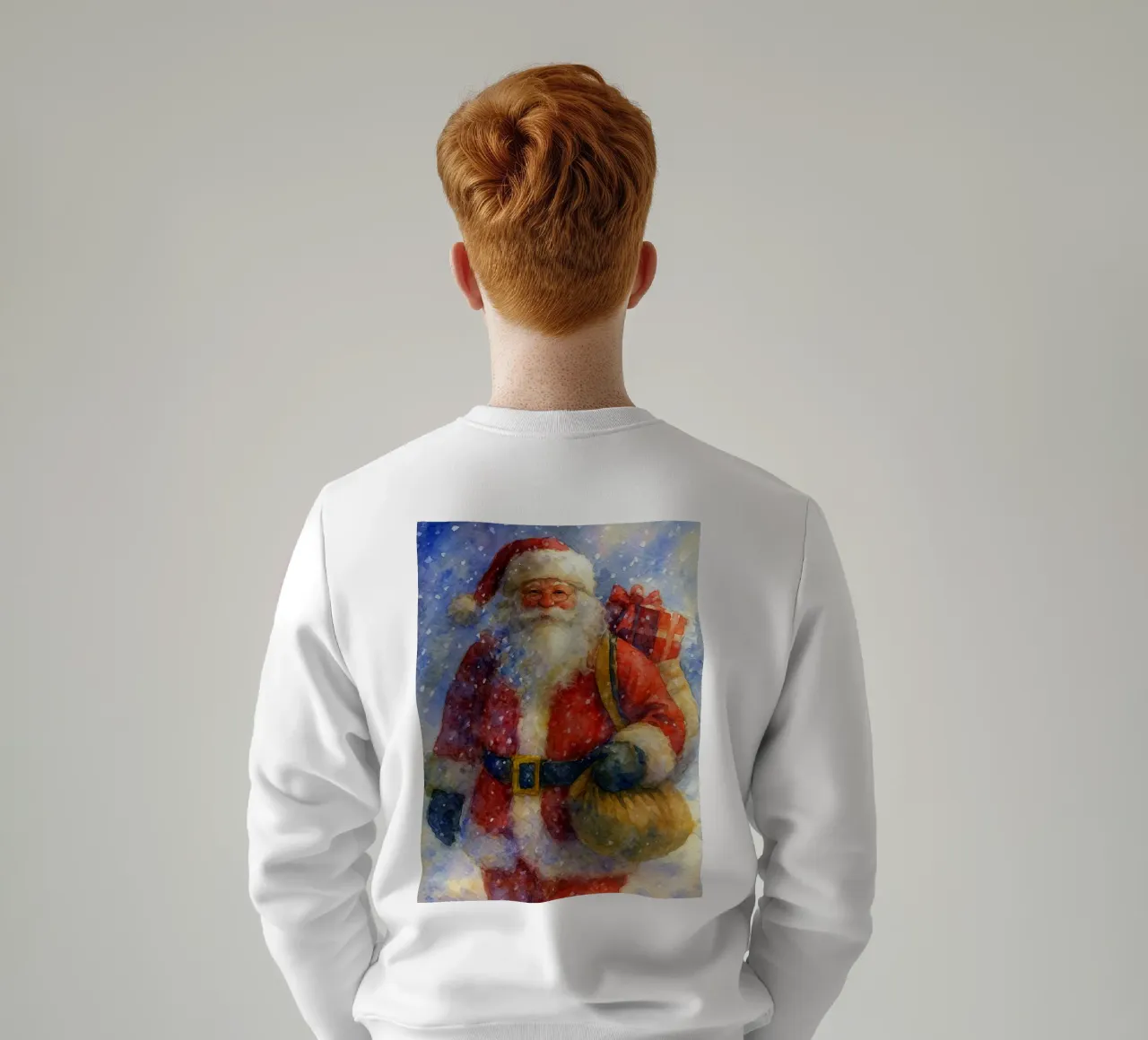 Babbo Natale porta un regalo dipinto a Natale felpa da aztera