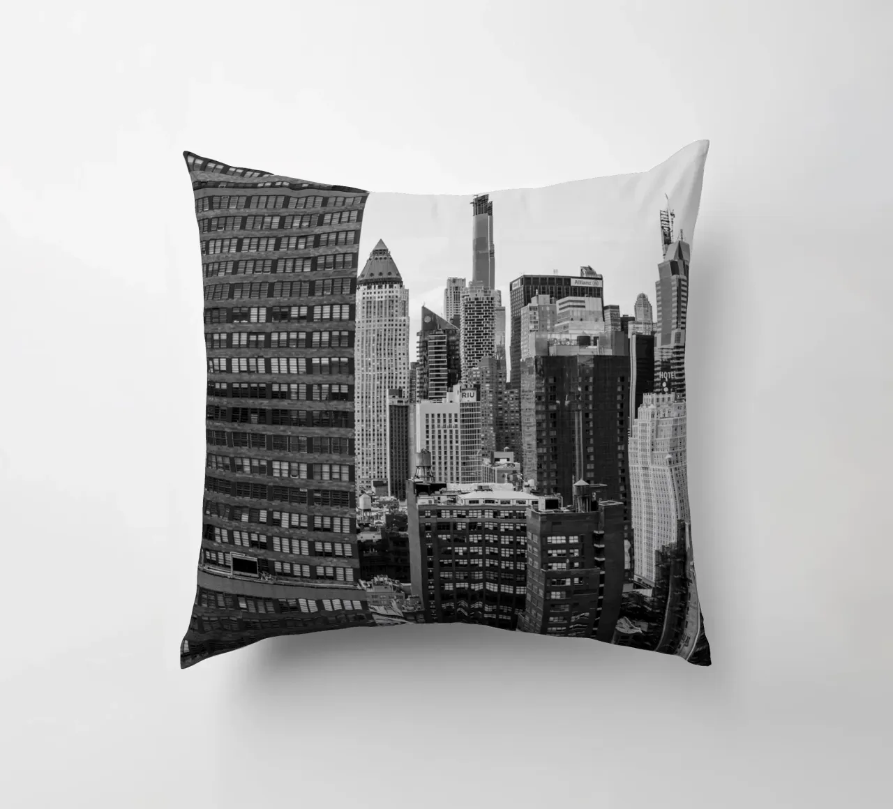 Manhattan Love B&W Art decorative cushion by Carinaprint