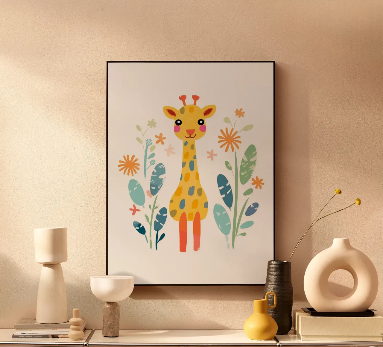 Giraffa carina in stile bohémien alluminio dibond da ShopByHaru