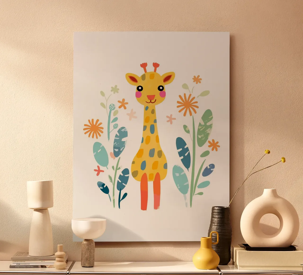 Giraffa carina in stile bohémien alluminio dibond da ShopByHaru