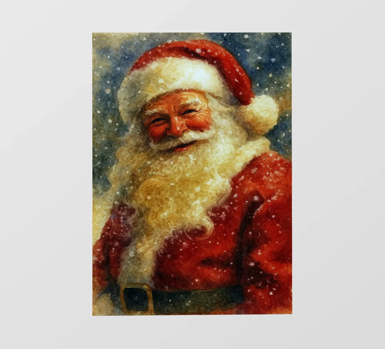 dipinto natalizio di Babbo Natale con sorriso pellicola backlit da aztera