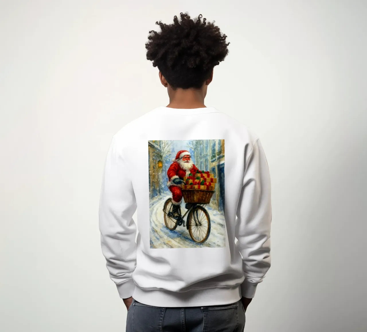Babbo Natale in bicicletta dipinto a Natale felpa da aztera