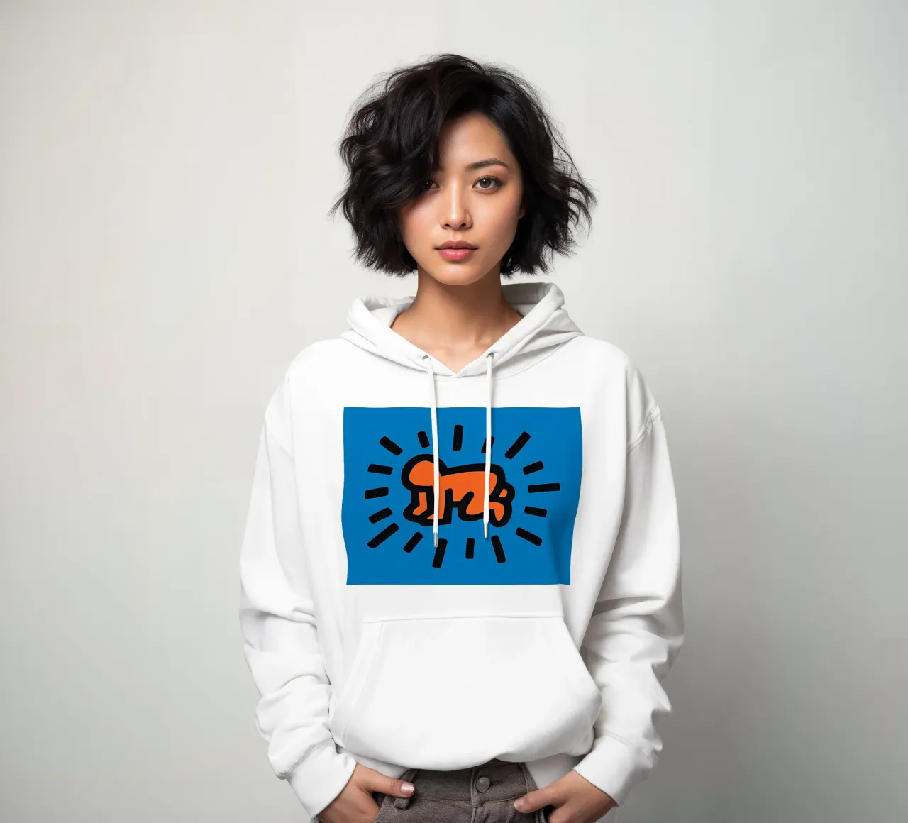 Keith Haring arte 2 felpa con cappuccio da domherrick1