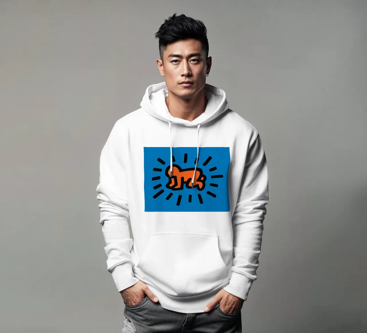 Keith Haring arte 2 felpa con cappuccio da domherrick1
