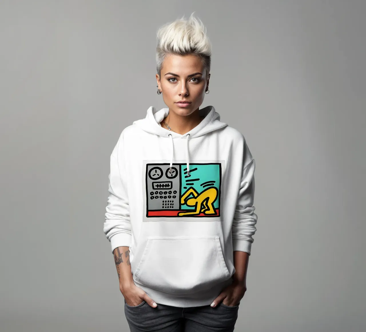 Keith Haring arte 3 felpa con cappuccio da domherrick1