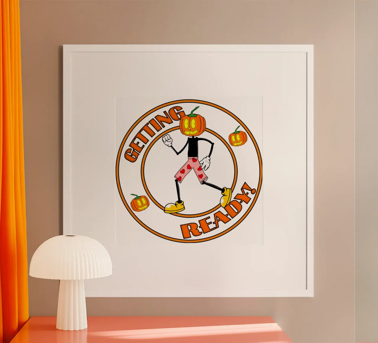 La zucca si prepara per Halloween poster con telaio in plastica da sillyindustries