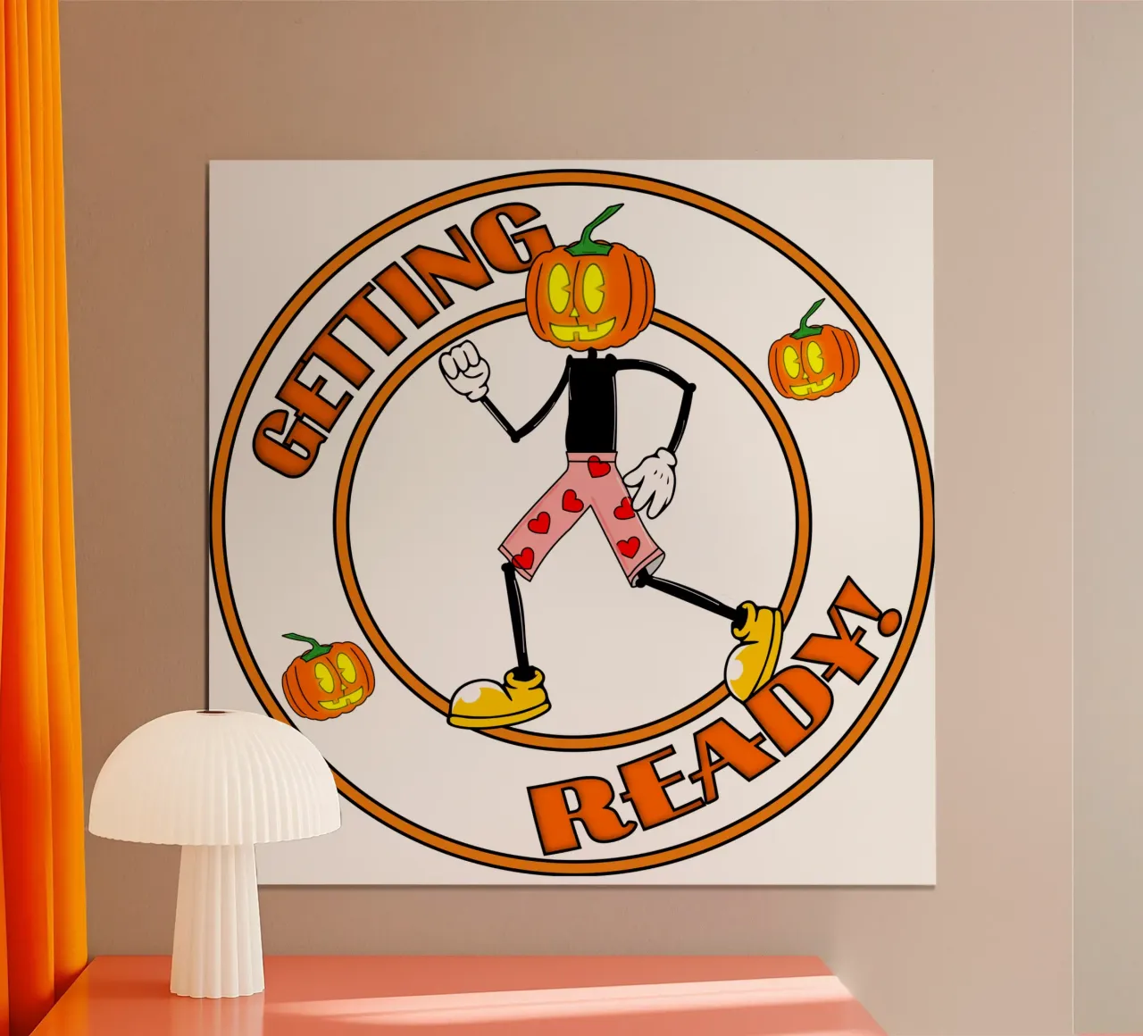 La zucca si prepara per Halloween poster con telaio in plastica da sillyindustries