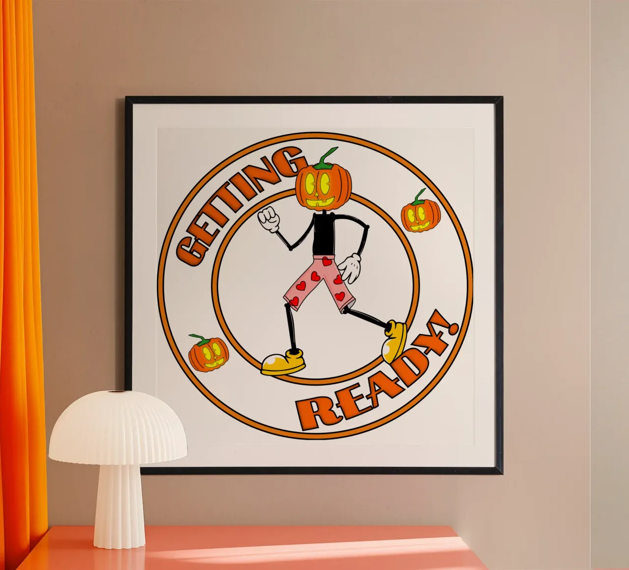La zucca si prepara per Halloween poster con telaio in plastica da sillyindustries