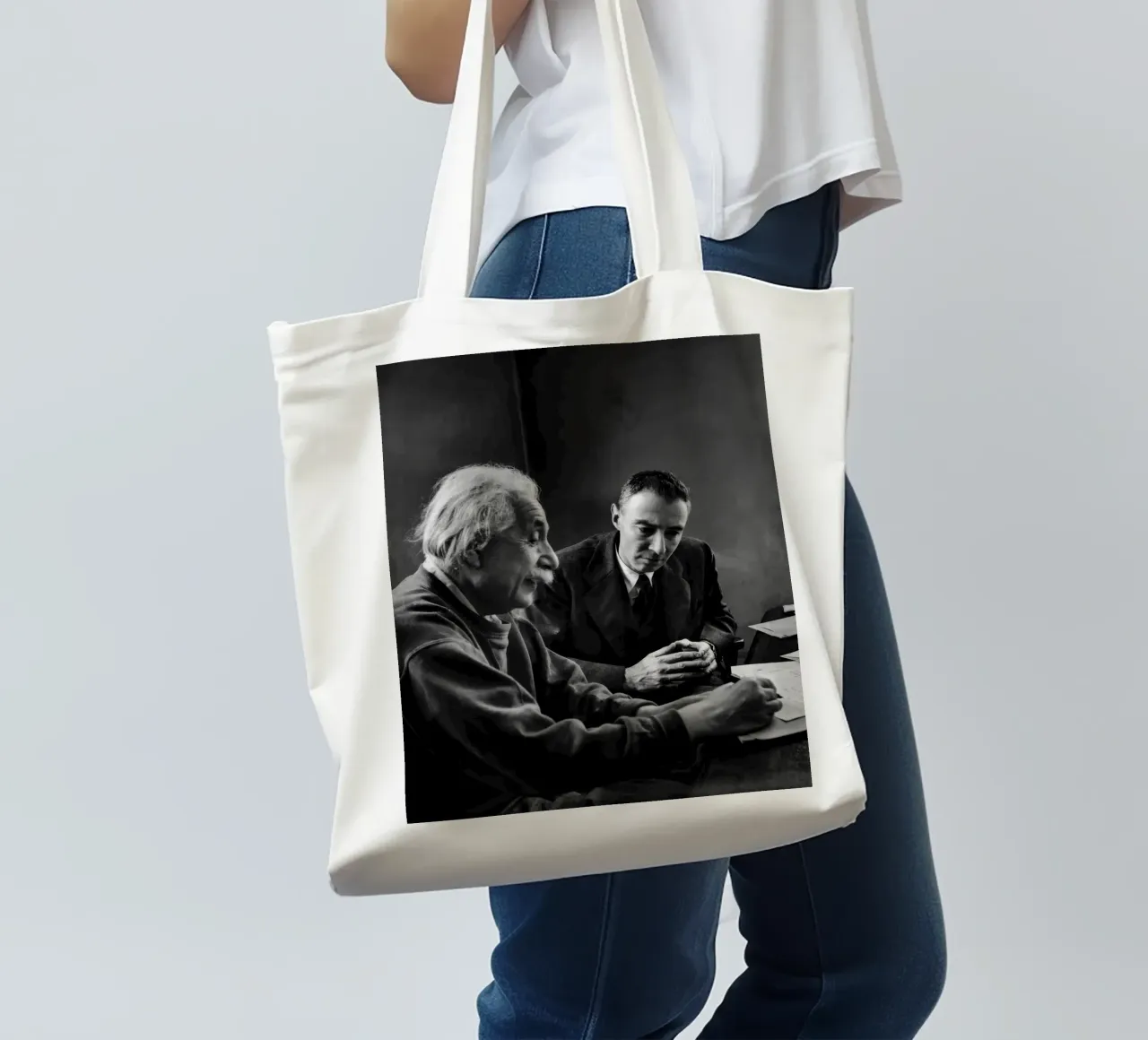 Einstein e Oppenheimer borsa in juta da vintgeseyn