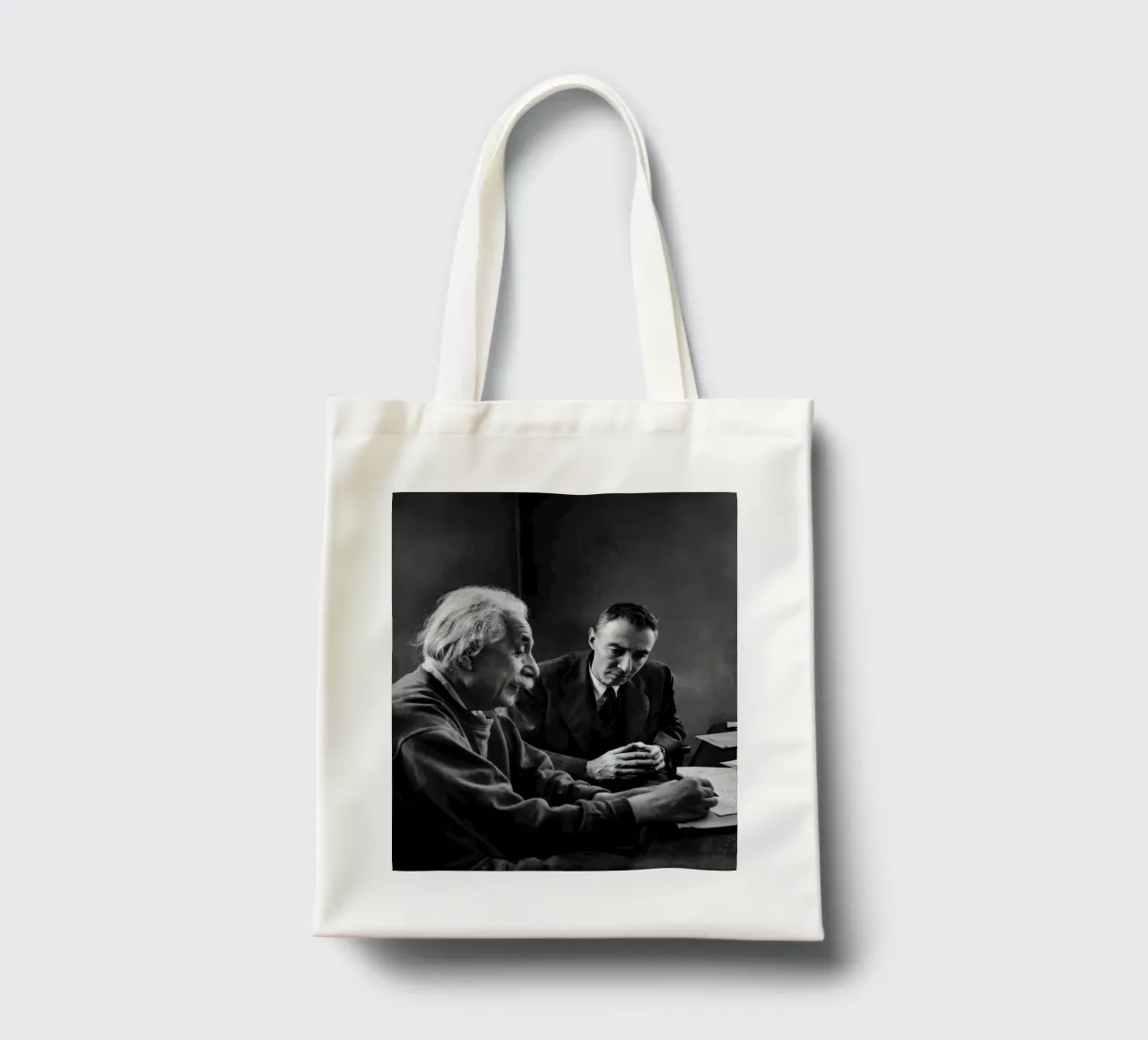 Einstein e Oppenheimer borsa in juta da vintgeseyn