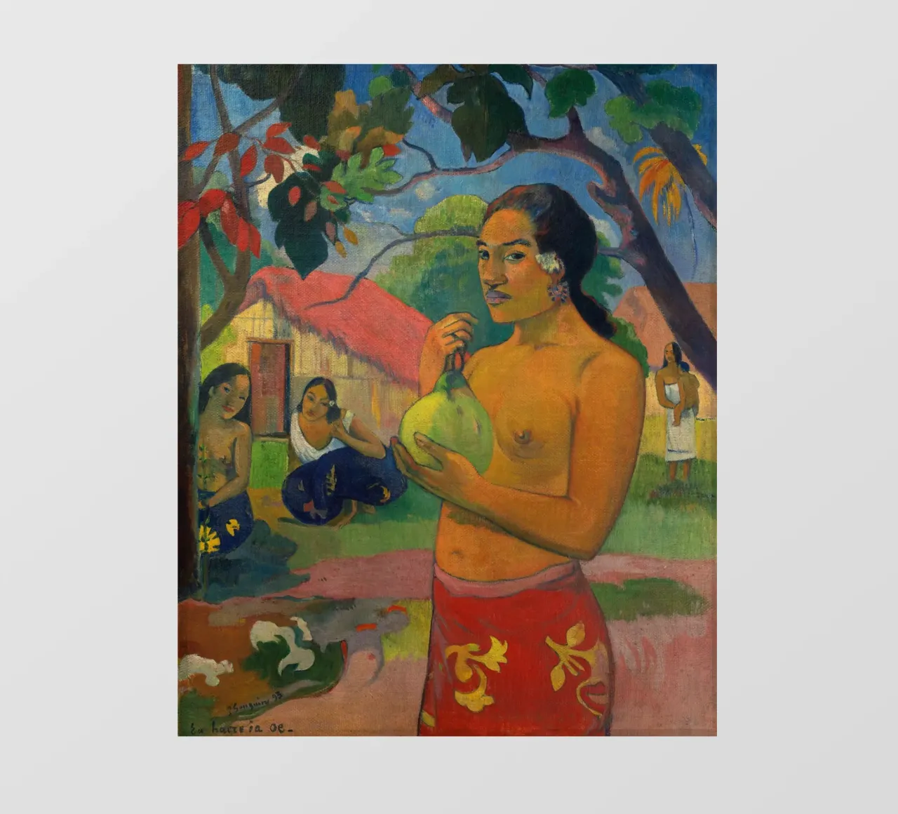 Paul Gauguin - Donna con un frutto in mano telo in pvc da Timeless Artworks