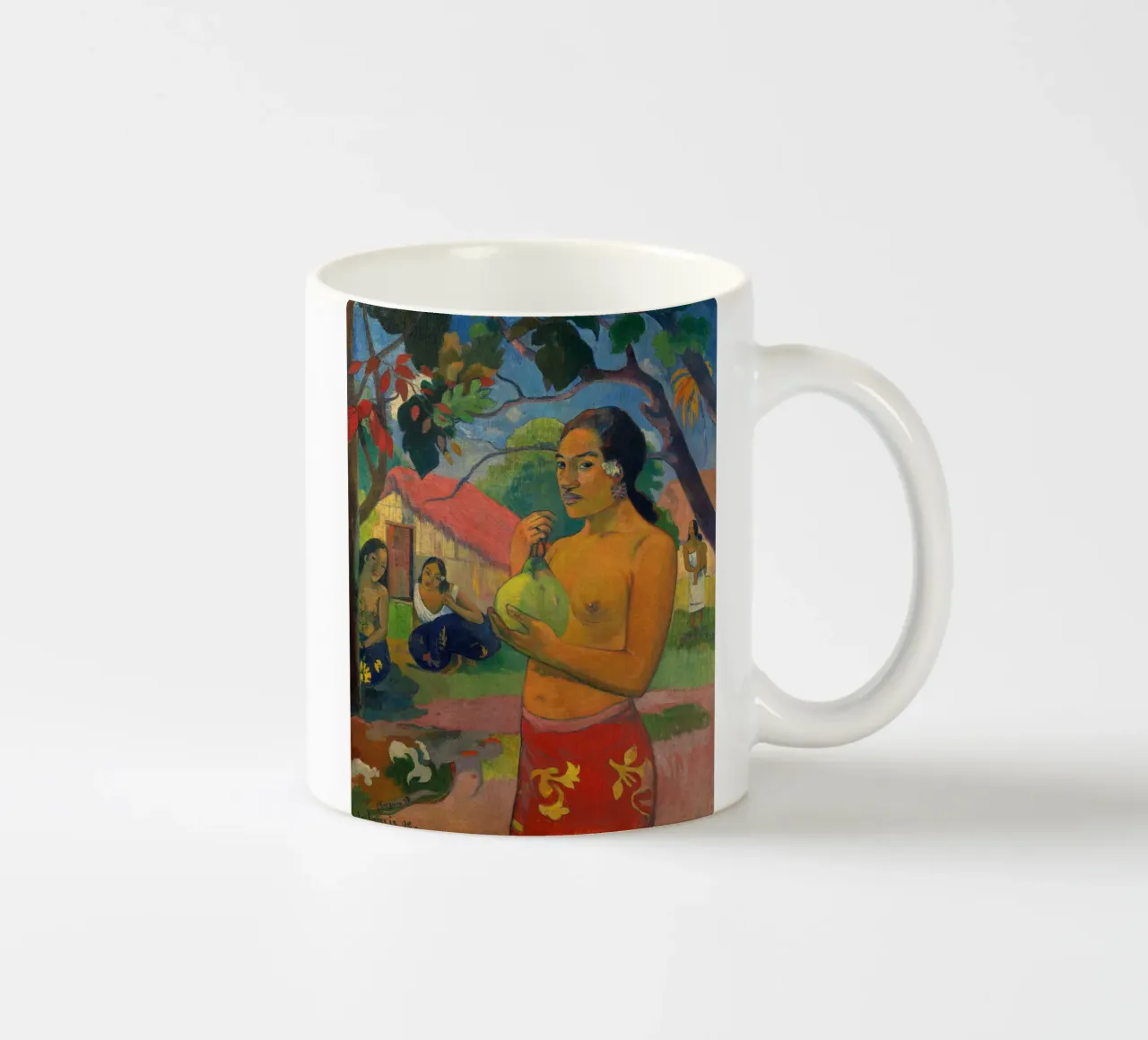 Paul Gauguin - Donna con un frutto in mano tazza in ceramica da Timeless Artworks