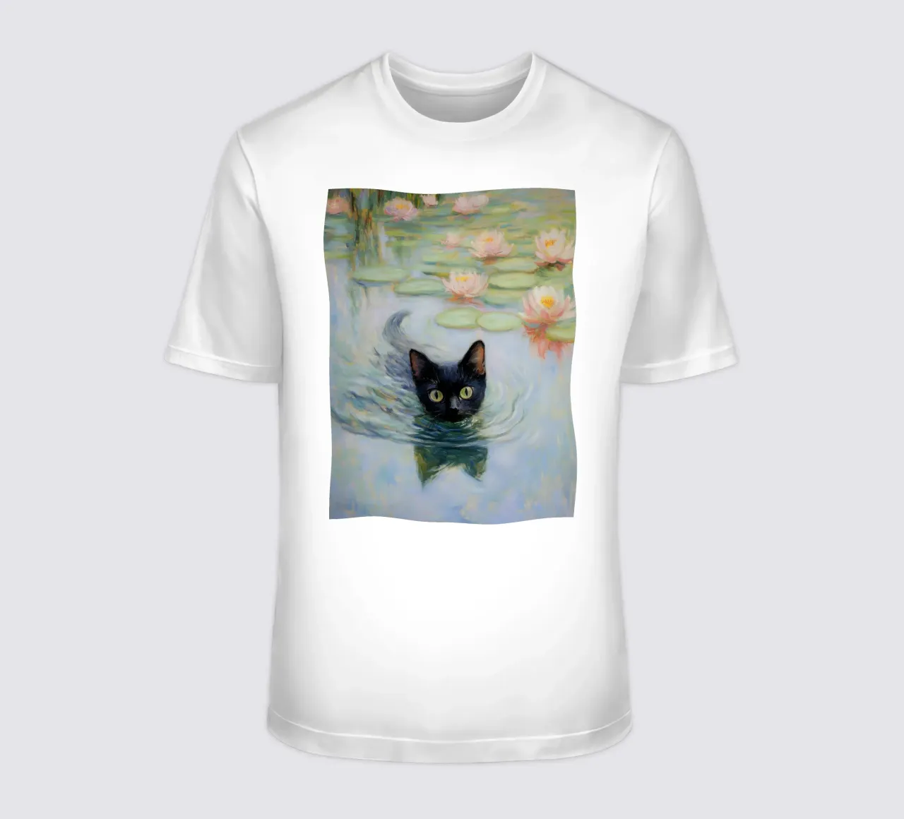 Gatto e ninfee di Monet t-shirt da Art Center