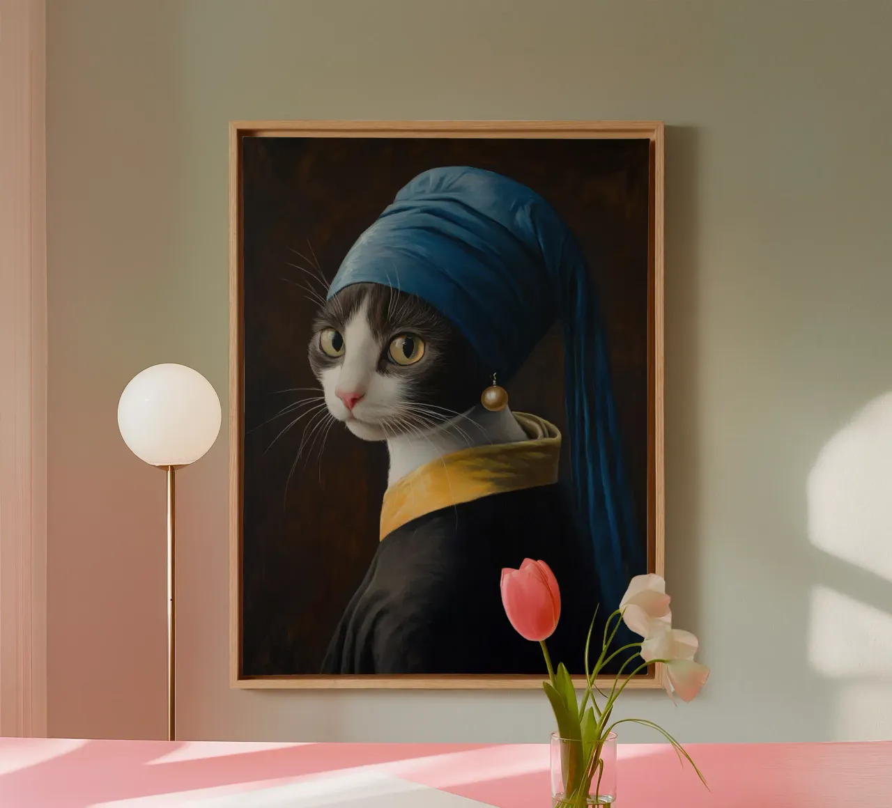 Kat met de parel canvas met Baklijst van Art Center