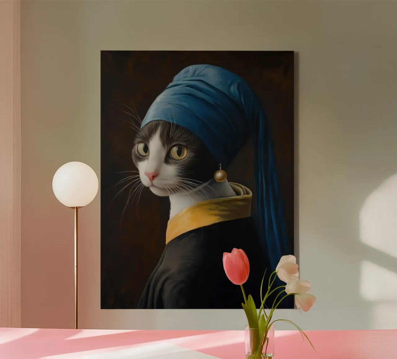 Kat met de parel canvas met Baklijst van Art Center