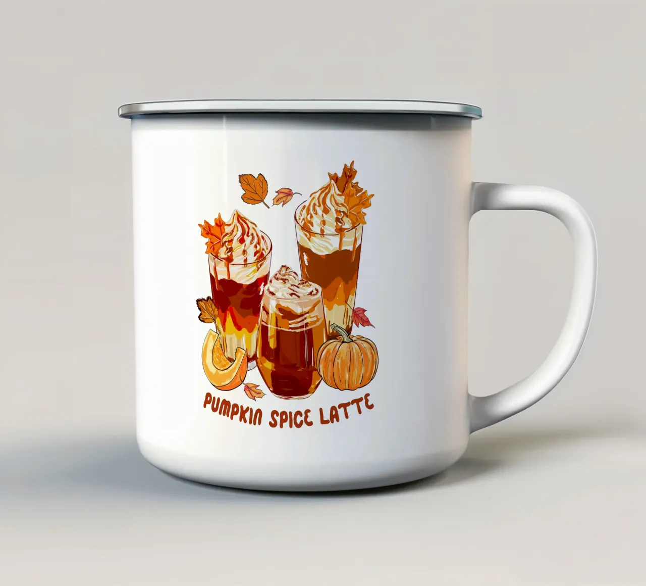 Pumpkin Spice Latte Accogliente illustrazione autunnale tazza in smalto da EDMPROJECT