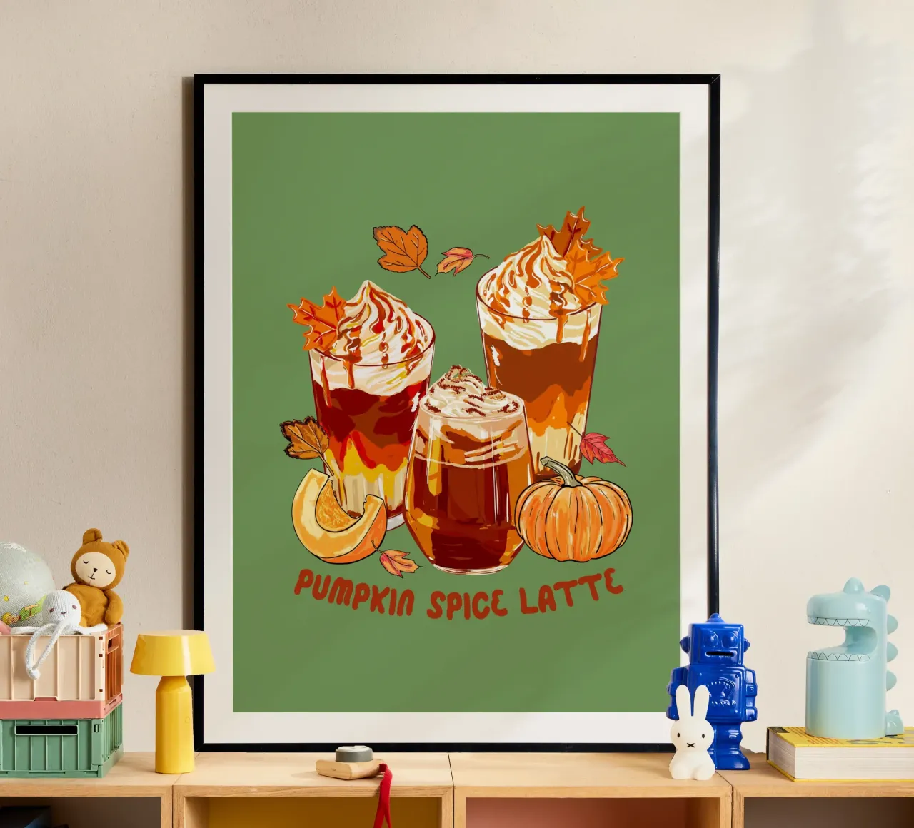 Pumpkin Spice Latte Accogliente illustrazione autunnale carta hahnemühle da EDMPROJECT