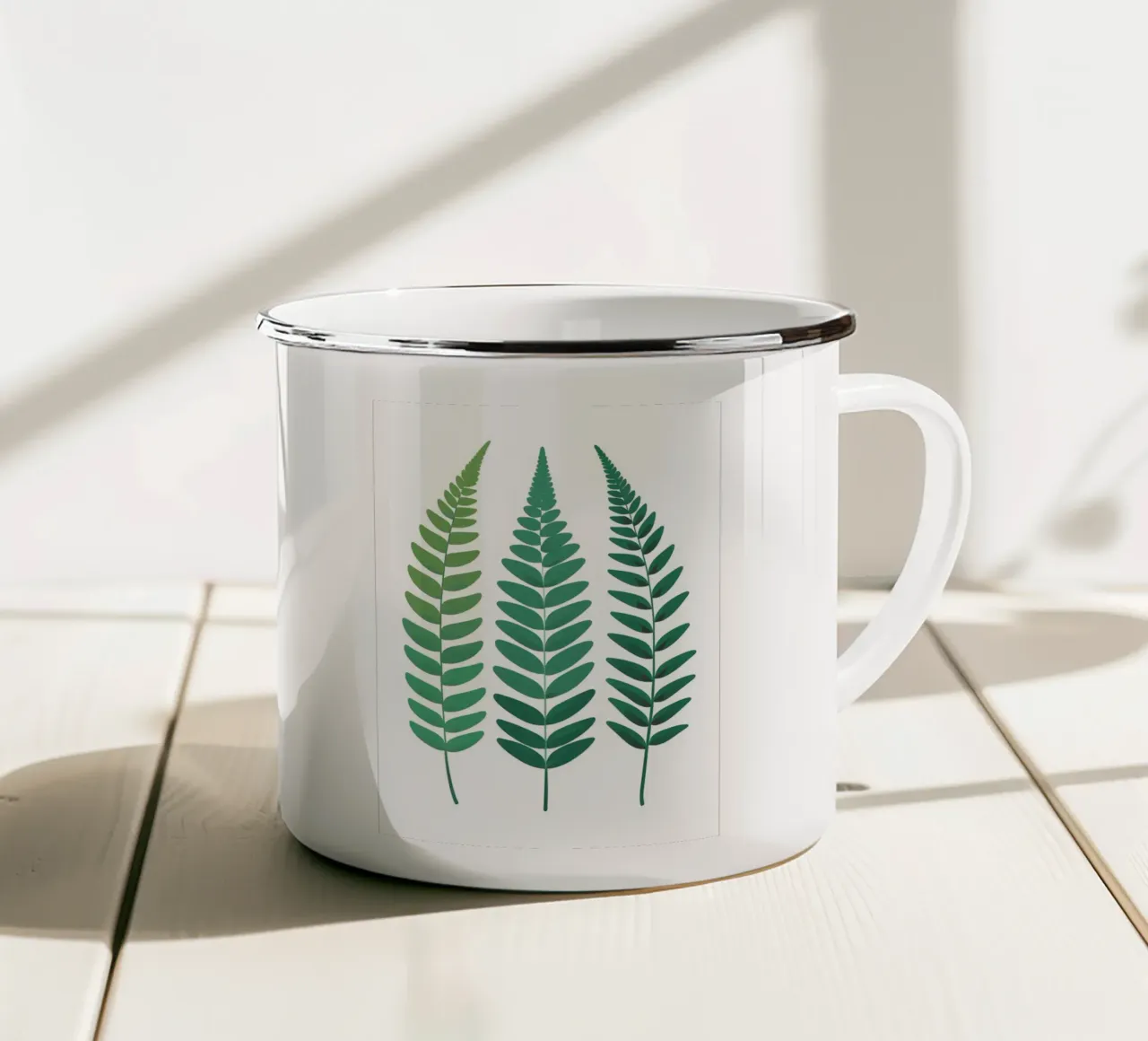 Fronde triple tazza in smalto da Botanical Gallery