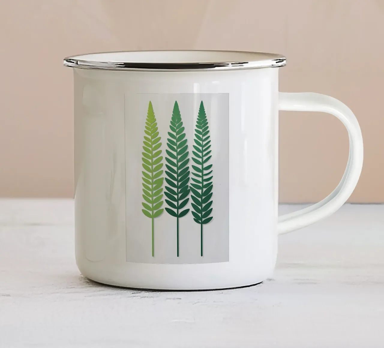Fronde triple tazza in smalto da Botanical Gallery