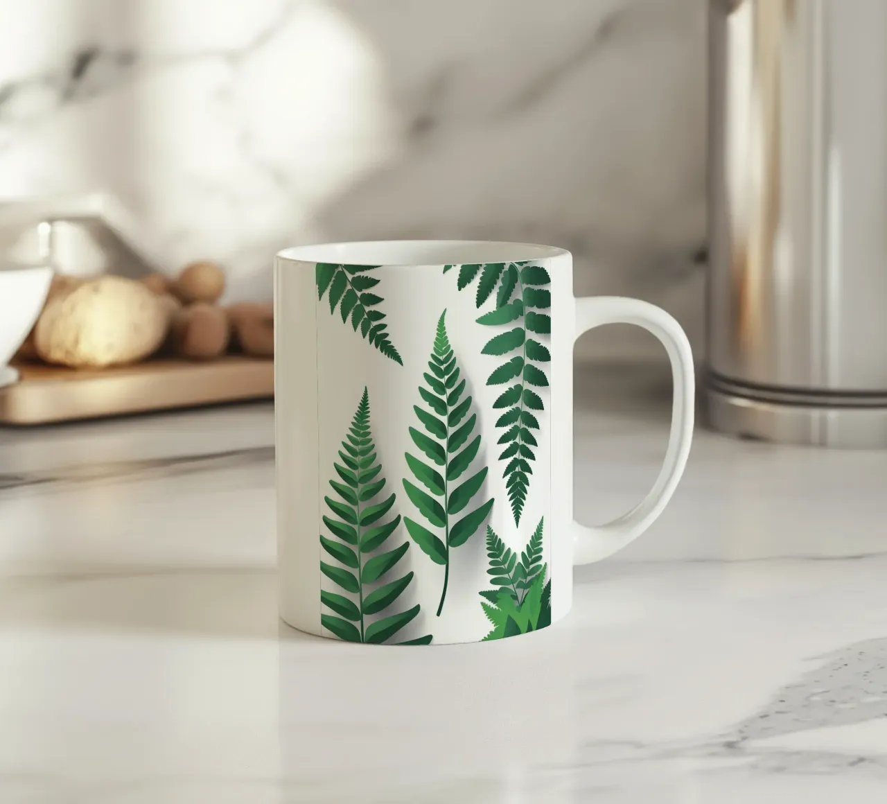 Tripla fronda tazza in ceramica da Botanical Gallery