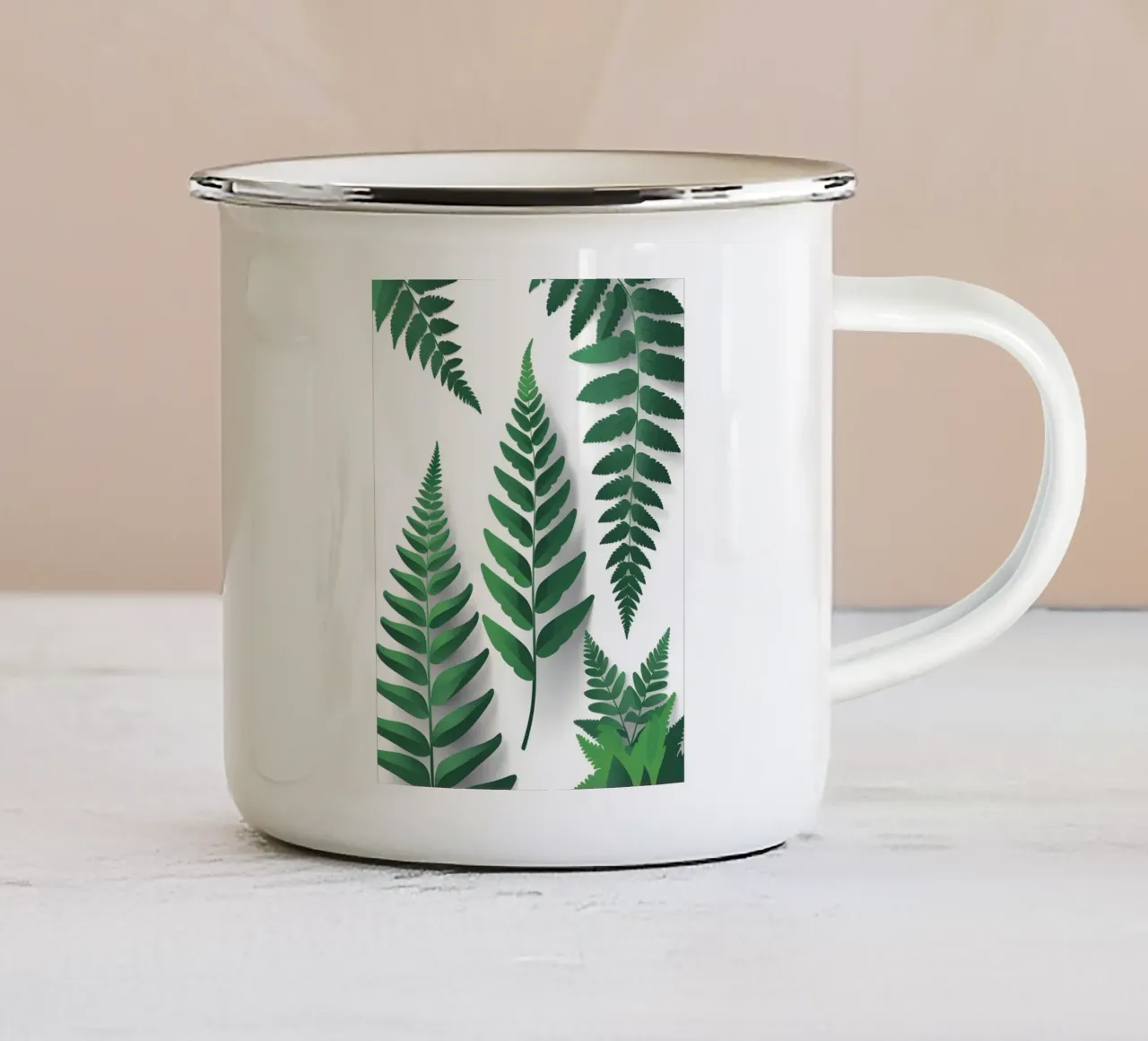 Tripla fronda tazza in smalto da Botanical Gallery