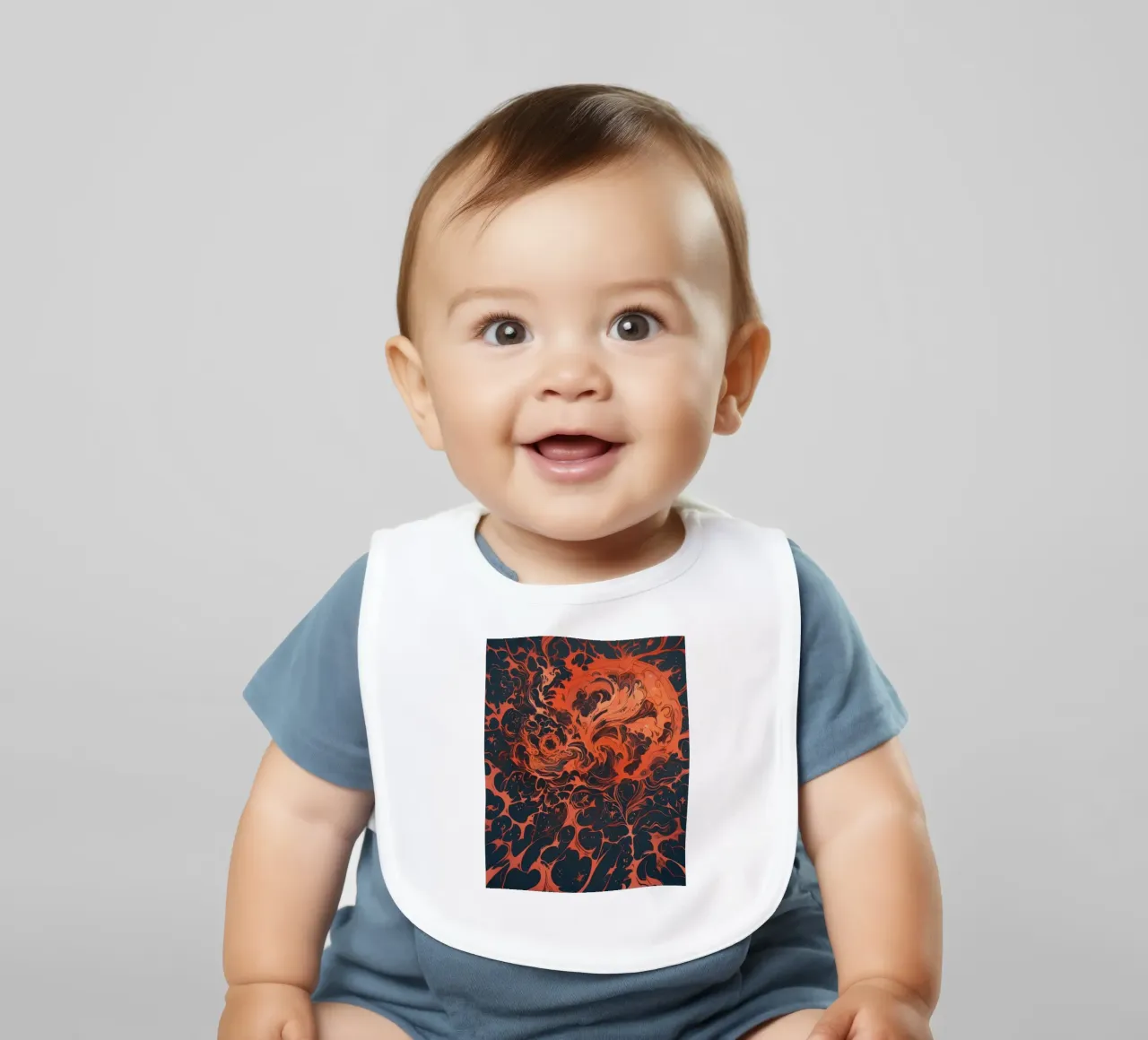 Eternal Sunburst: Un'esplosione astratta di cremisi e oro bavaglino da Artistic-shop