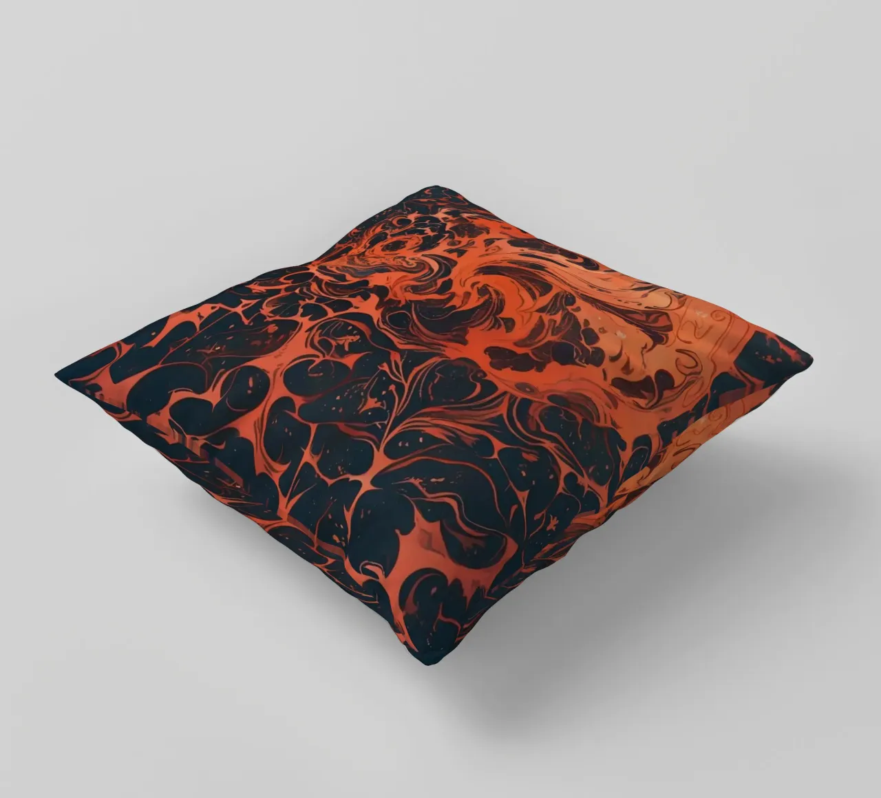 Eternal Sunburst: Un'esplosione astratta di cremisi e oro cuscino da Artistic-shop