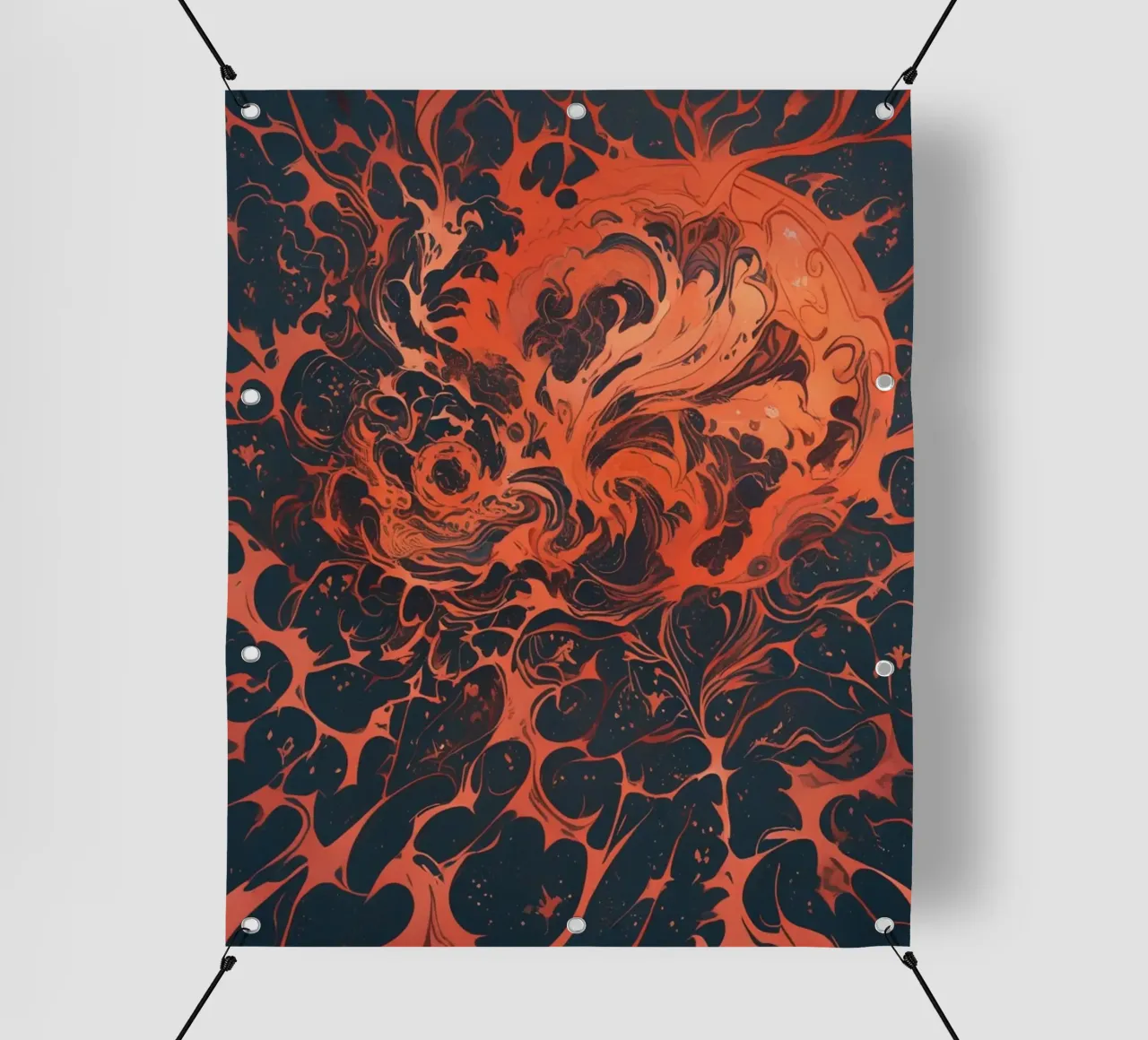 Eternal Sunburst: Un'esplosione astratta di cremisi e oro telo in pvc da Artistic-shop