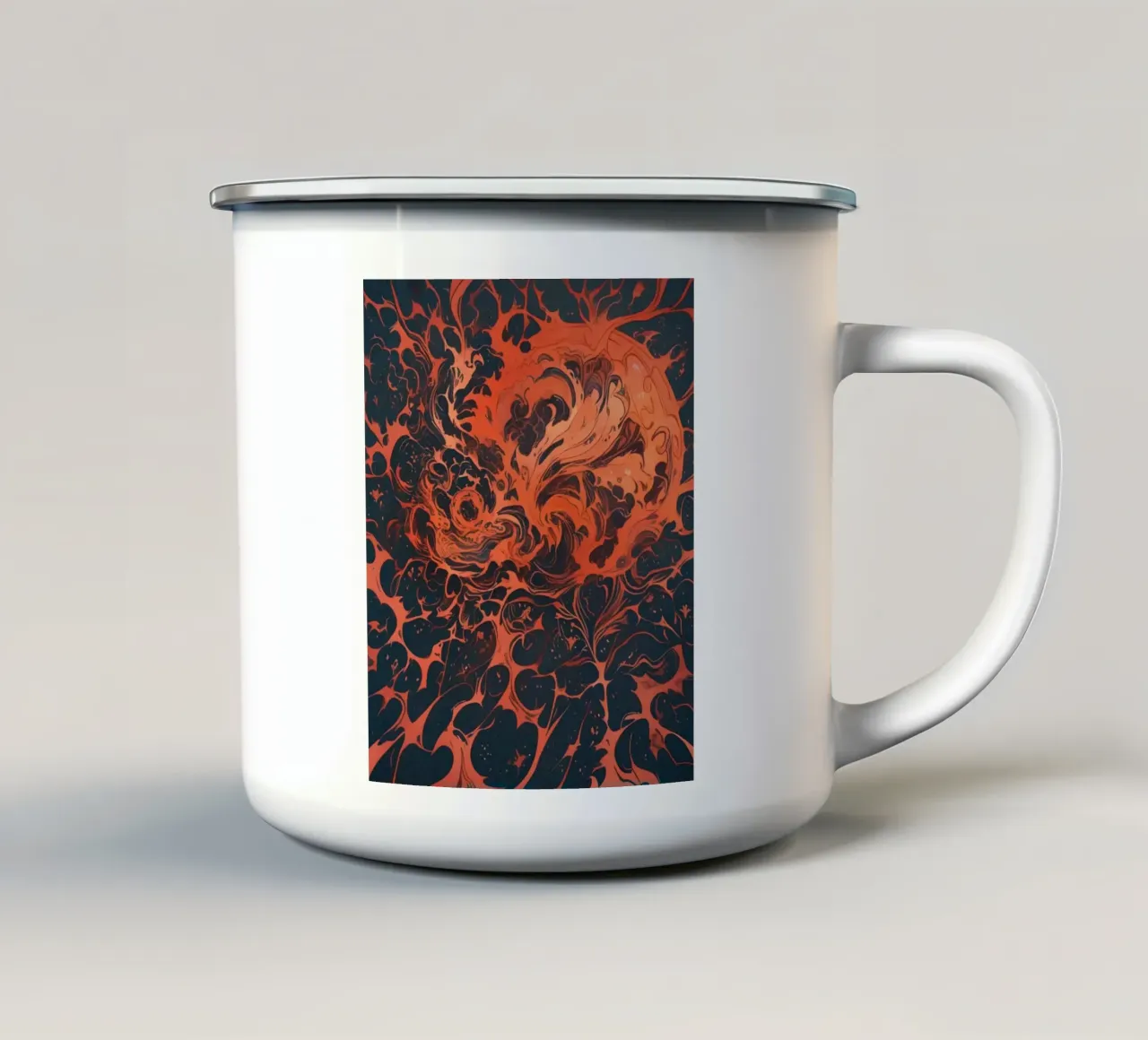 Eternal Sunburst: Un'esplosione astratta di cremisi e oro tazza in smalto da Artistic-shop