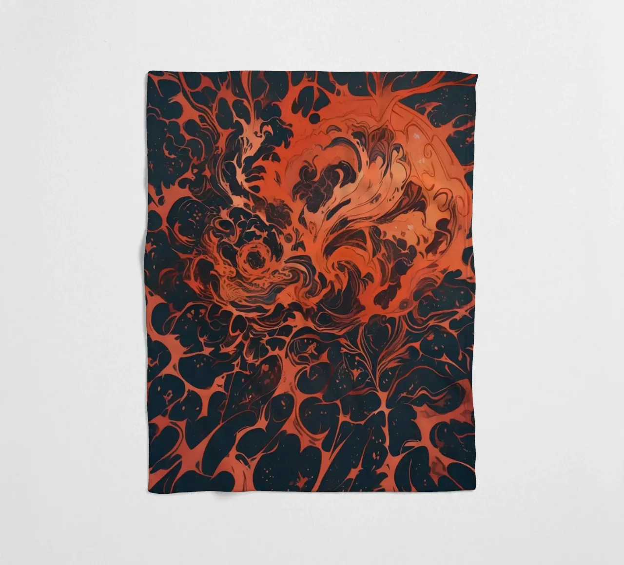 Eternal Sunburst: Un'esplosione astratta di cremisi e oro coperta in pile da Artistic-shop