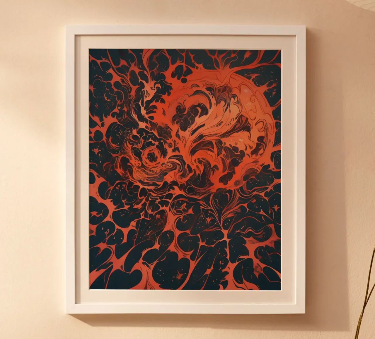 Eternal Sunburst: Un'esplosione astratta di cremisi e oro carta hahnemühle da Artistic-shop