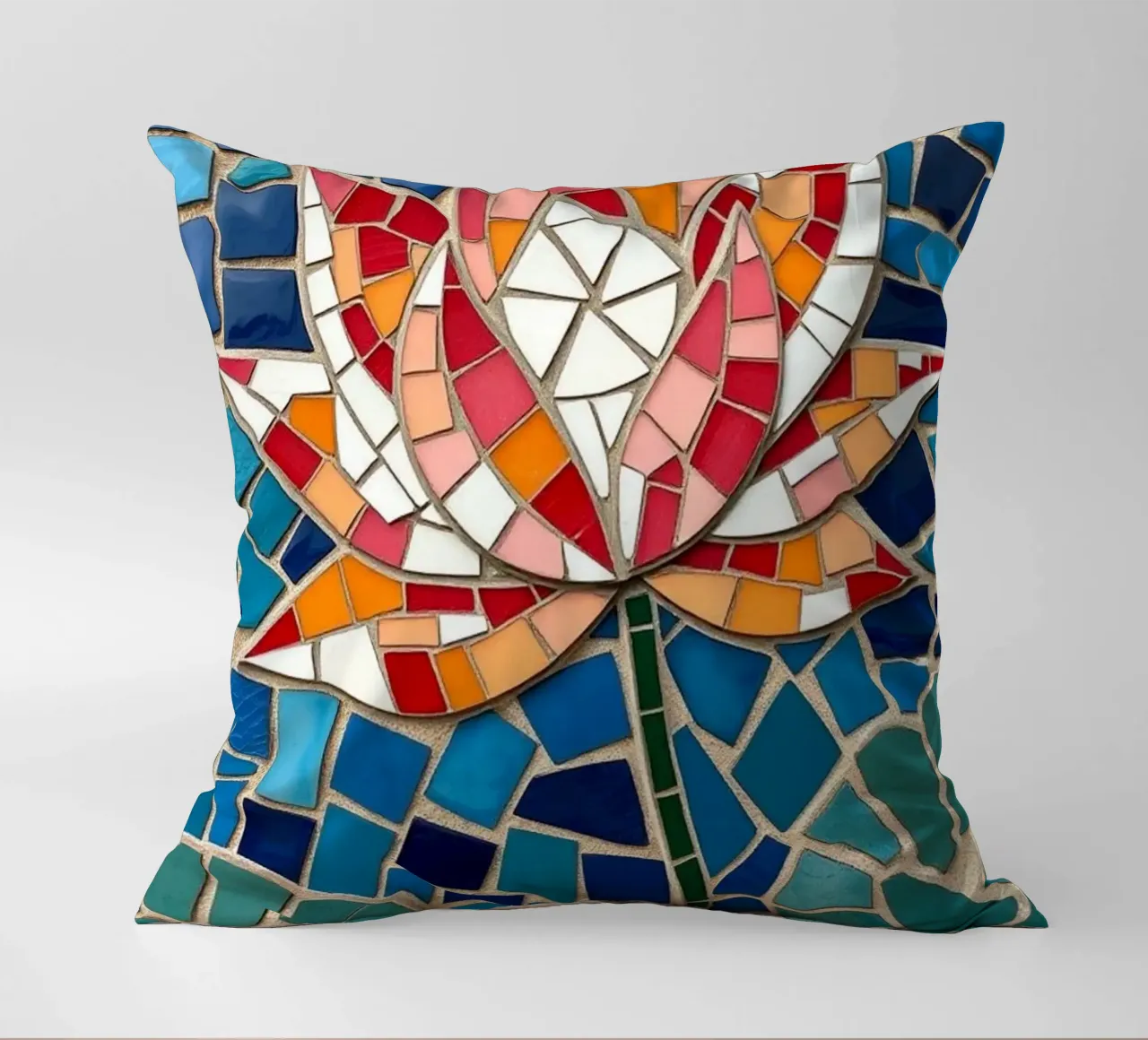 Il fiore della serenità: Un mosaico di tranquillità cuscino da Artistic-shop