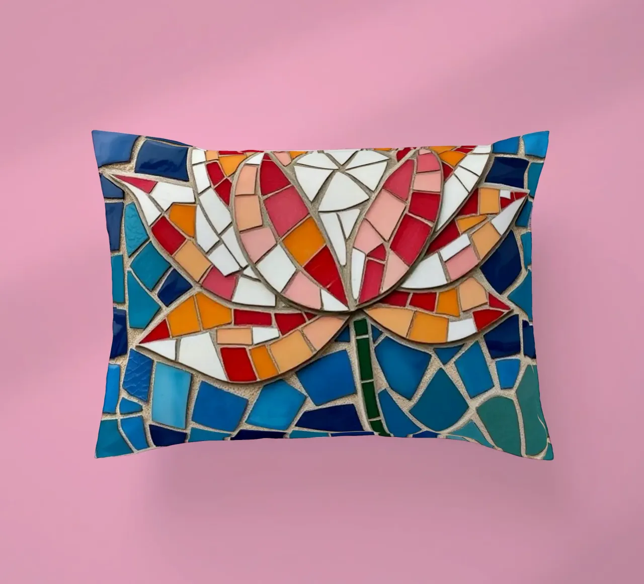 Il fiore della serenità: Un mosaico di tranquillità cuscino da Artistic-shop