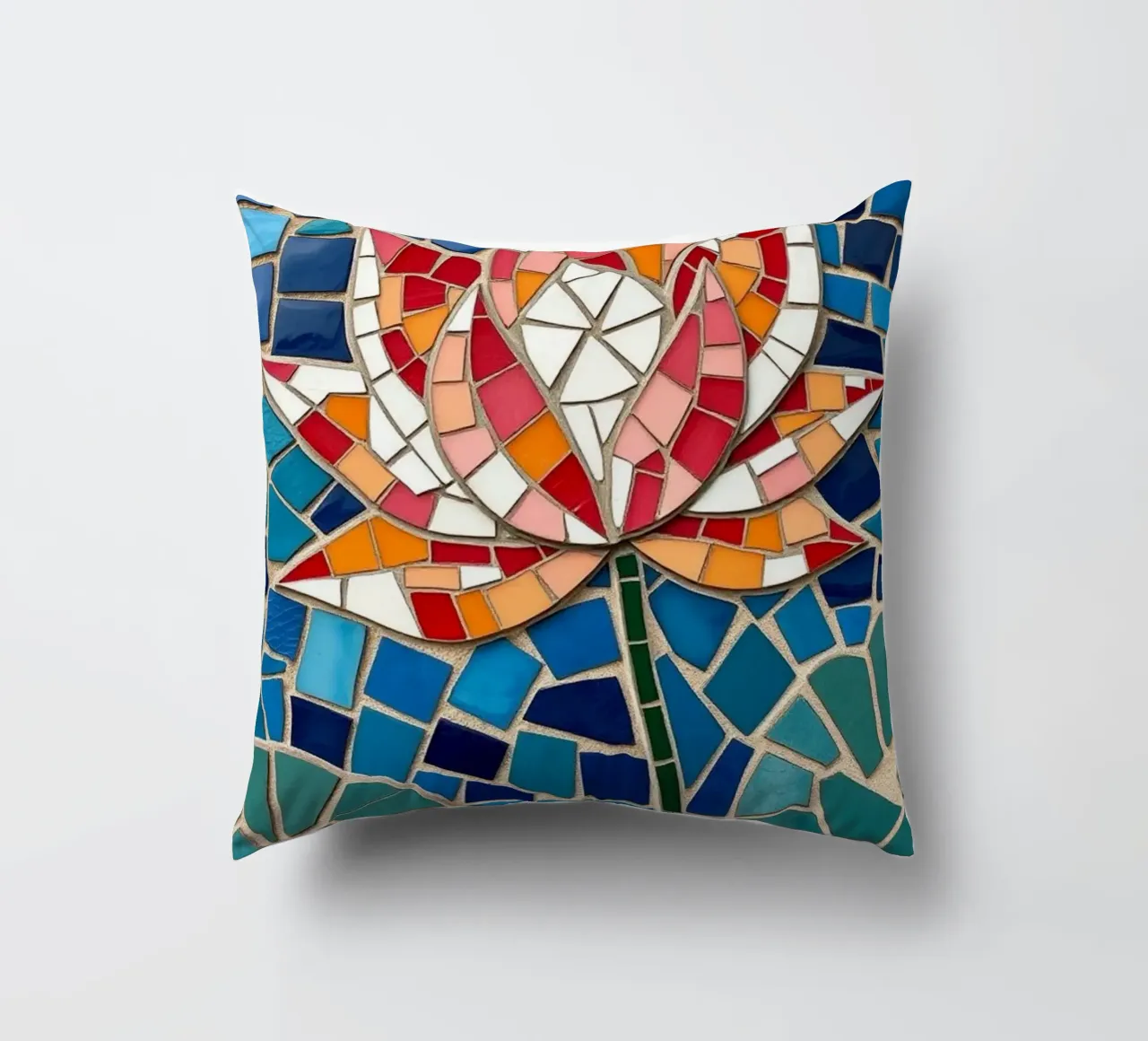 Il fiore della serenità: Un mosaico di tranquillità cuscino da Artistic-shop