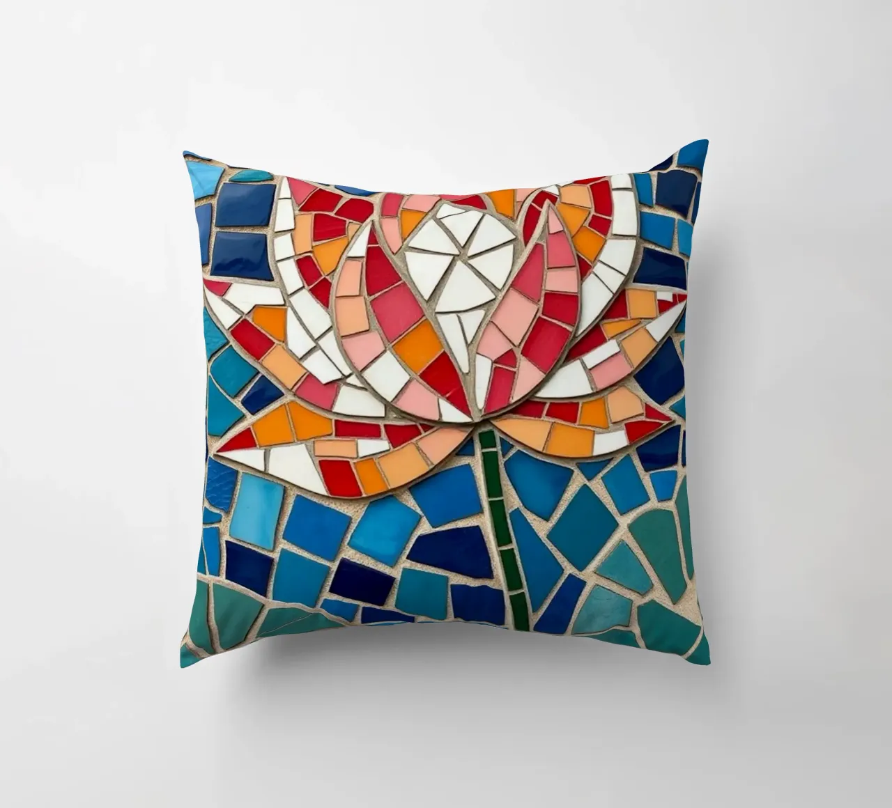 Il fiore della serenità: Un mosaico di tranquillità cuscino da Artistic-shop