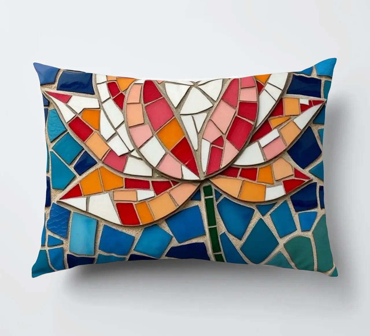 Il fiore della serenità: Un mosaico di tranquillità cuscino da Artistic-shop