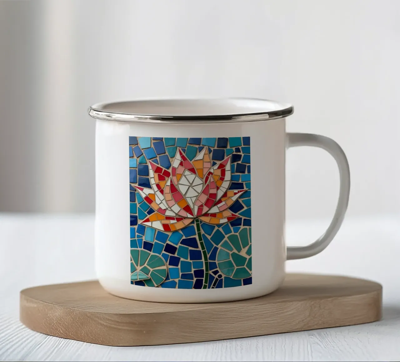 Il fiore della serenità: Un mosaico di tranquillità tazza in smalto da Artistic-shop