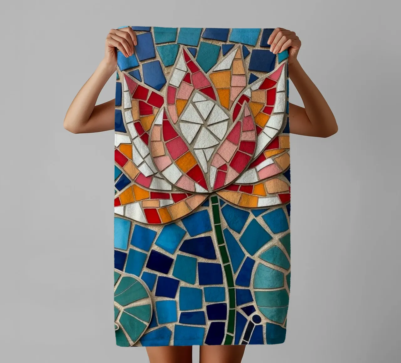 Il fiore della serenità: Un mosaico di tranquillità asciugamano da bagno da Artistic-shop